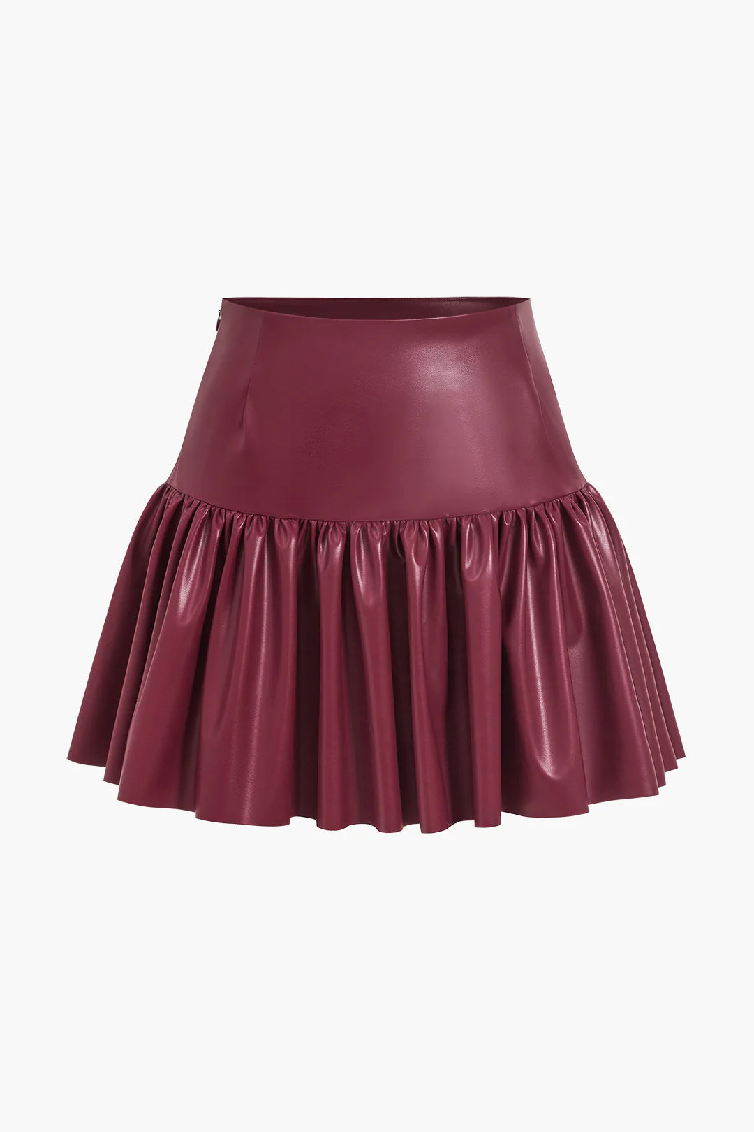 Faux Leather Skirt With Ruched Design