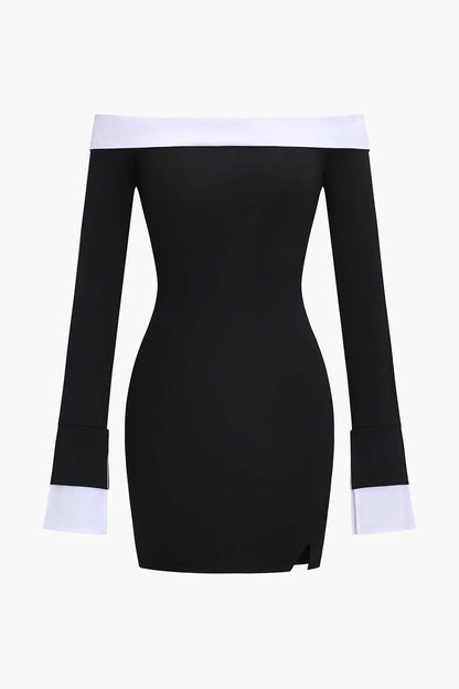 Gigi Contrast Off-Shoulder Mini Dress