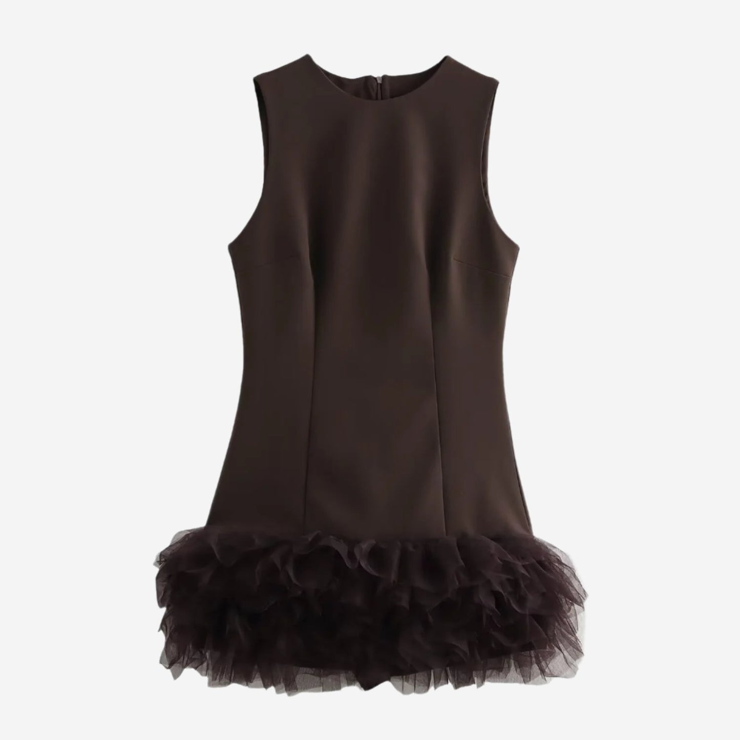 Aeliana Brown Ruffle Dress