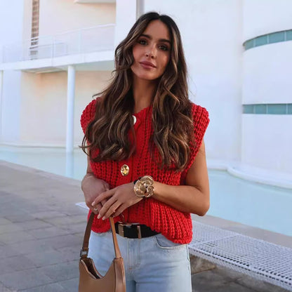 Chunky Knit Cropped Vest