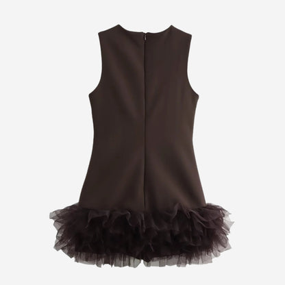 Aeliana Brown Ruffle Dress