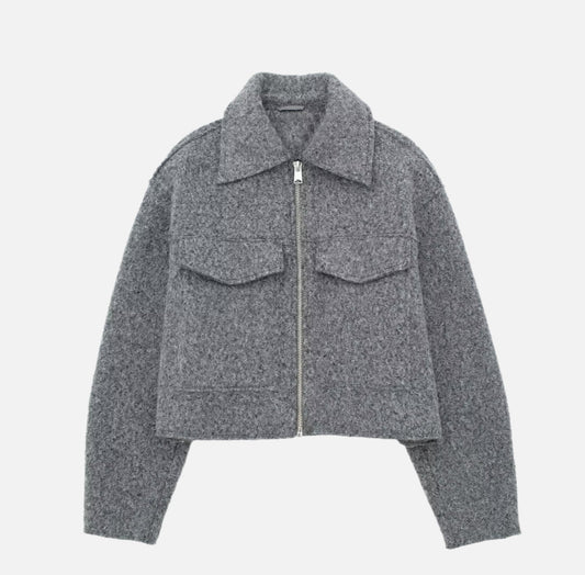 Wool-Blend Zip Jacket