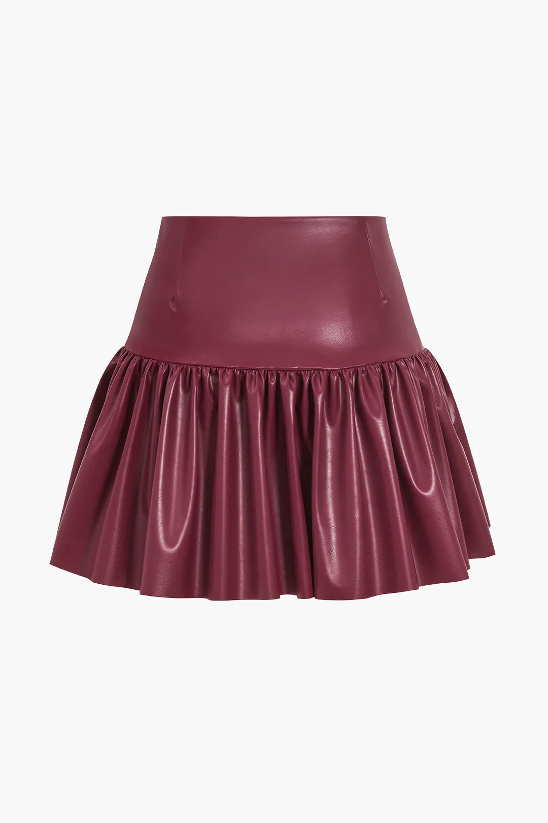 Faux Leather Skirt With Ruched Design